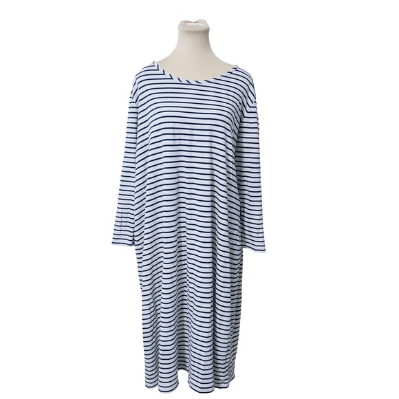 Lands' End Dresses & Skirts - Lands' End Womens Striped Dress 2X Blue White  Midi Nautical Coastal Preppy